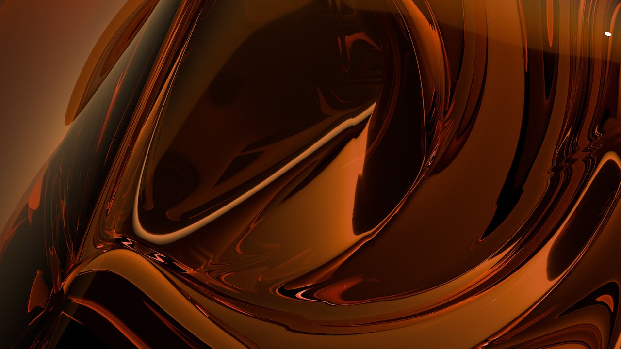 A mesmerizing abstract brown digital artwork with fluid shapes and rich tones.